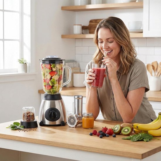 Blender Voor s - Kruidenmaker En Keukenmachine Met Verwisselbare Glazen Beker - Blender,Voor Thuis Gezin Vrienden En Volwassenen In De Keuken van Blender — afbeelding 5