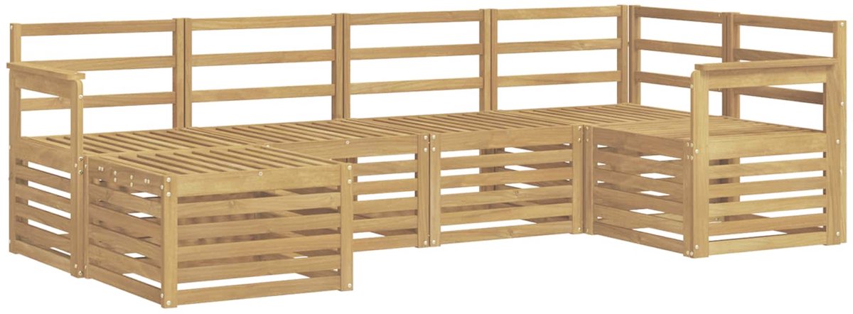 vidaXL Buiten - bank - set - 6 - st - 5-zits - Wit - Polyester