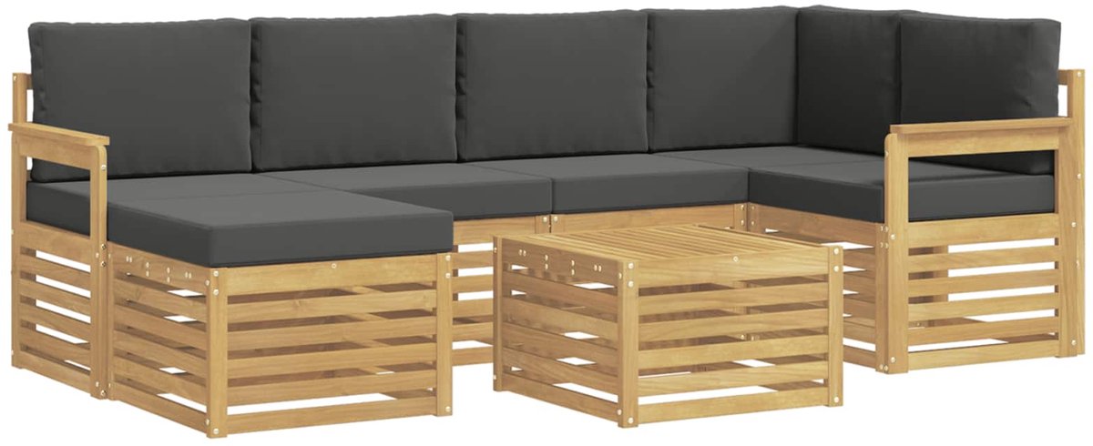 vidaXL Buiten - bank - set - 7 - st - 5-zits - Wit - en - antracietkleurig - Polyester Wit en antracietkleurig