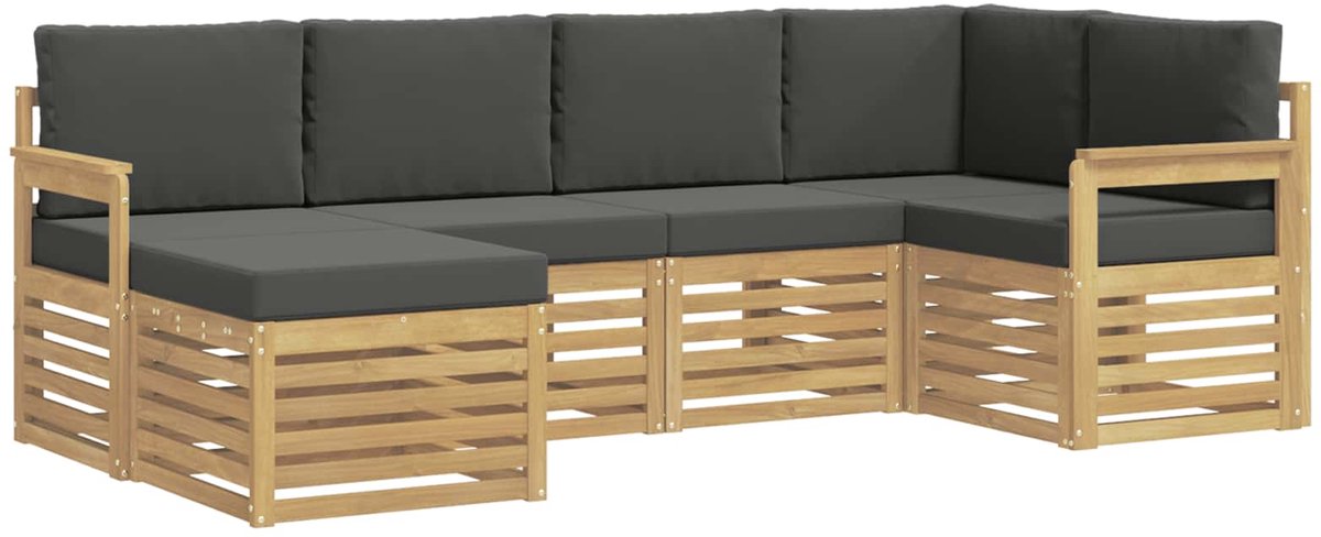 vidaXL Buiten - bank - set - 6 - st - 5-zits - Wit - en - antracietkleurig - Polyester Wit en antracietkleurig