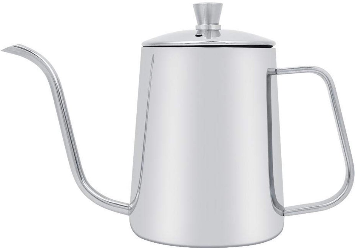 Dailygoods- Koffieketel 550 ml roestvrij staal - Koffiepot - Waterkoker - Zwanenhals - Ergonomisch handvat - Perfect voor thuis en café