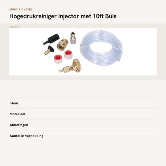 SnelShoppen - Stroomafwaartse injector voor hogedrukreiniger, 10ft buis, 5000PSI, messing en roestvrij staal, hogedrukreiniger zeepbevestiging van Snelshoppen — afbeelding 3