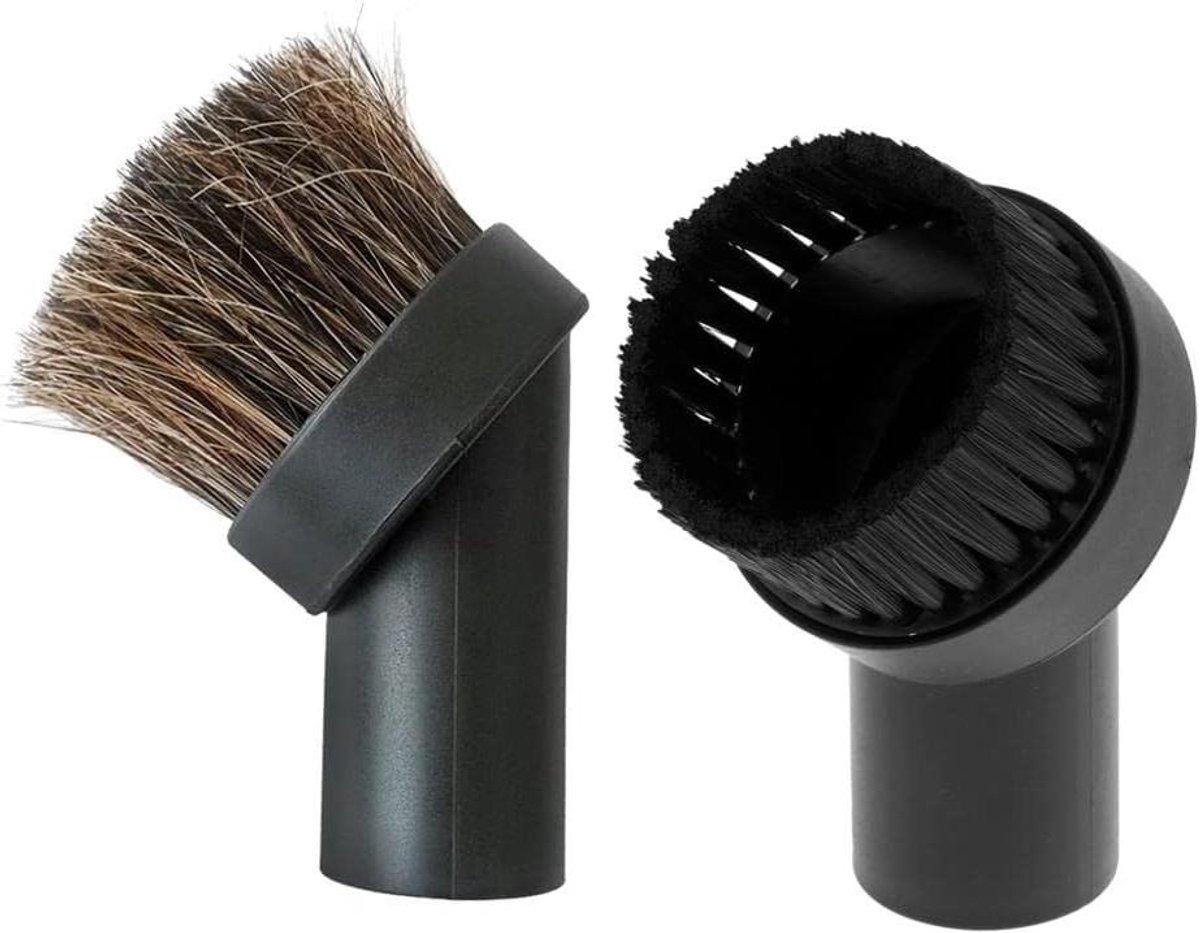 Stofzuiger Borstel Set - Reinigingsborstels - Meubels Stofzuigen - Dubbele Borstelkop - 2 Delig 32mm - Zwart