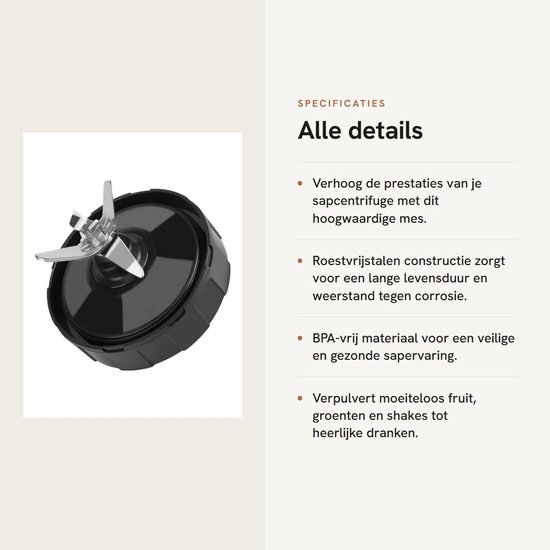 Allecto - Blendermes - Roestvrijstalen mes - 1000W 1500W - Vervangend onderdeel - Geschikt voor sapcentrifuge - 7 vinnen van Merkloos — afbeelding 4