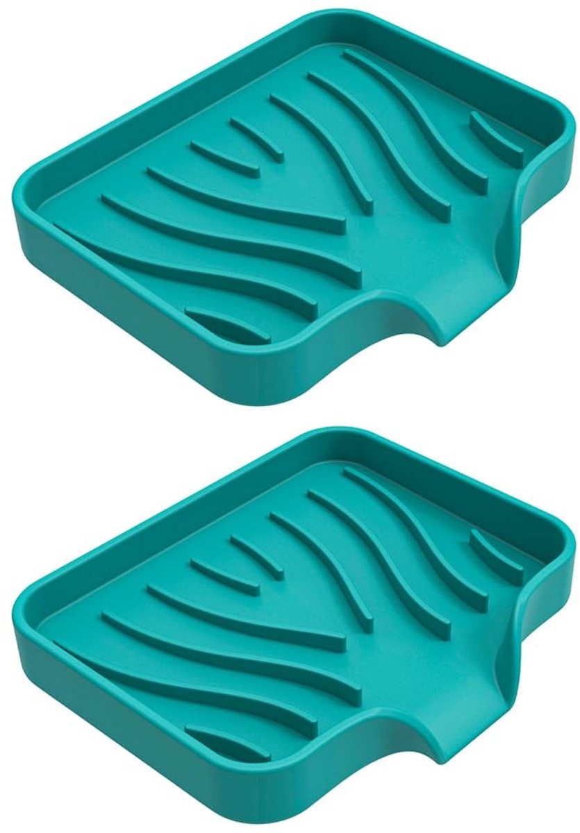 Dailygoods- Zeepbakje 2 Stuks - Siliconen Zeephouder - Antislip - Afwateringsontwerp - Douche/Keuken - 10 x 12 x 1,7 cm - Zeepdispenser