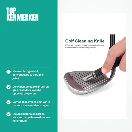 Dailygoods - Golf Groove Sharpener - Golfclubs Groefslijper - Verbeter je Backspin - Zwart - Golfclub Groefreiniger - Efficiënt en Duurzaam - Geschikt van Dailygoods — afbeelding 2