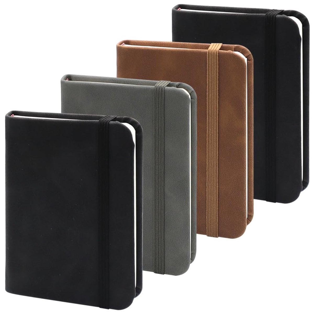 Dailygoods- Notitieboek A7 - 4 Stuks - Hardcover - Leer - 100 Pagina's - Dubbelzijdig - Compact Formaat 11 x 8 cm - Schrijfblok