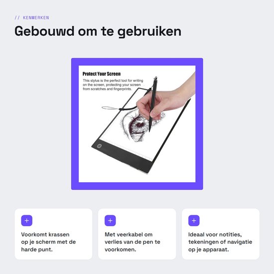 Dailygoods- Schermaanraakpen met Veerkabel - Vervanging Styluspen - Resistieve Mobiele Telefoons - Tablets - Schermbescherming - Harde Punt — afbeelding 2
