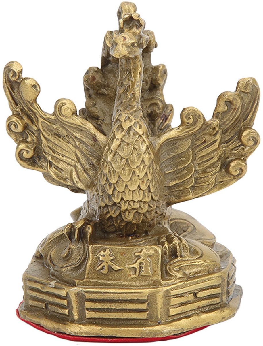Dailygoods- Beeldje Gouden Phoenix - Messing Standbeeld - Feng Shui Ornament - Decoratie voor Thuis - Geluk en Rijkdom - 5,8cm Hoogte