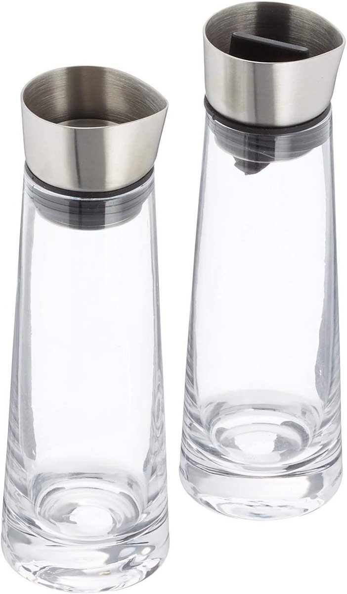 Gigicial -MACCHIATO Suiker & Cream set van glas, 180 ml inhoud, roestvrijstalen deksel, voor thee en koffie, hoogwaardige afwerking, exclusieve look (H / B / D: 17 x 5,4 x 5,4 cm, Helder, 63510)