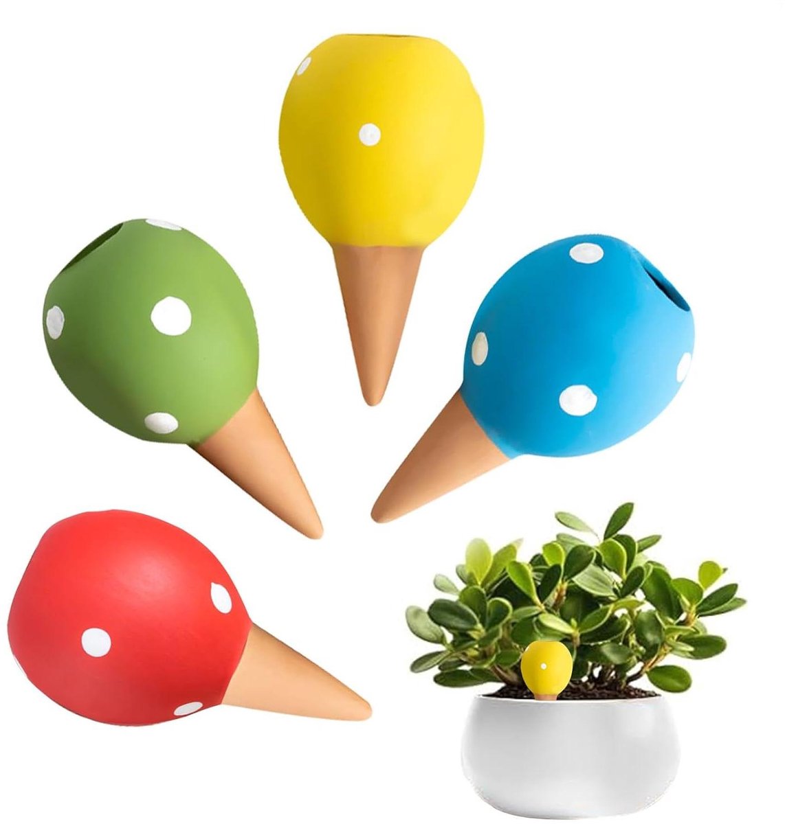 Watergeef Kegels - Zelfwaterend Systeem - Planten Verzorgen - Stabiel Bodemvocht - 4 stuks - Terracotta