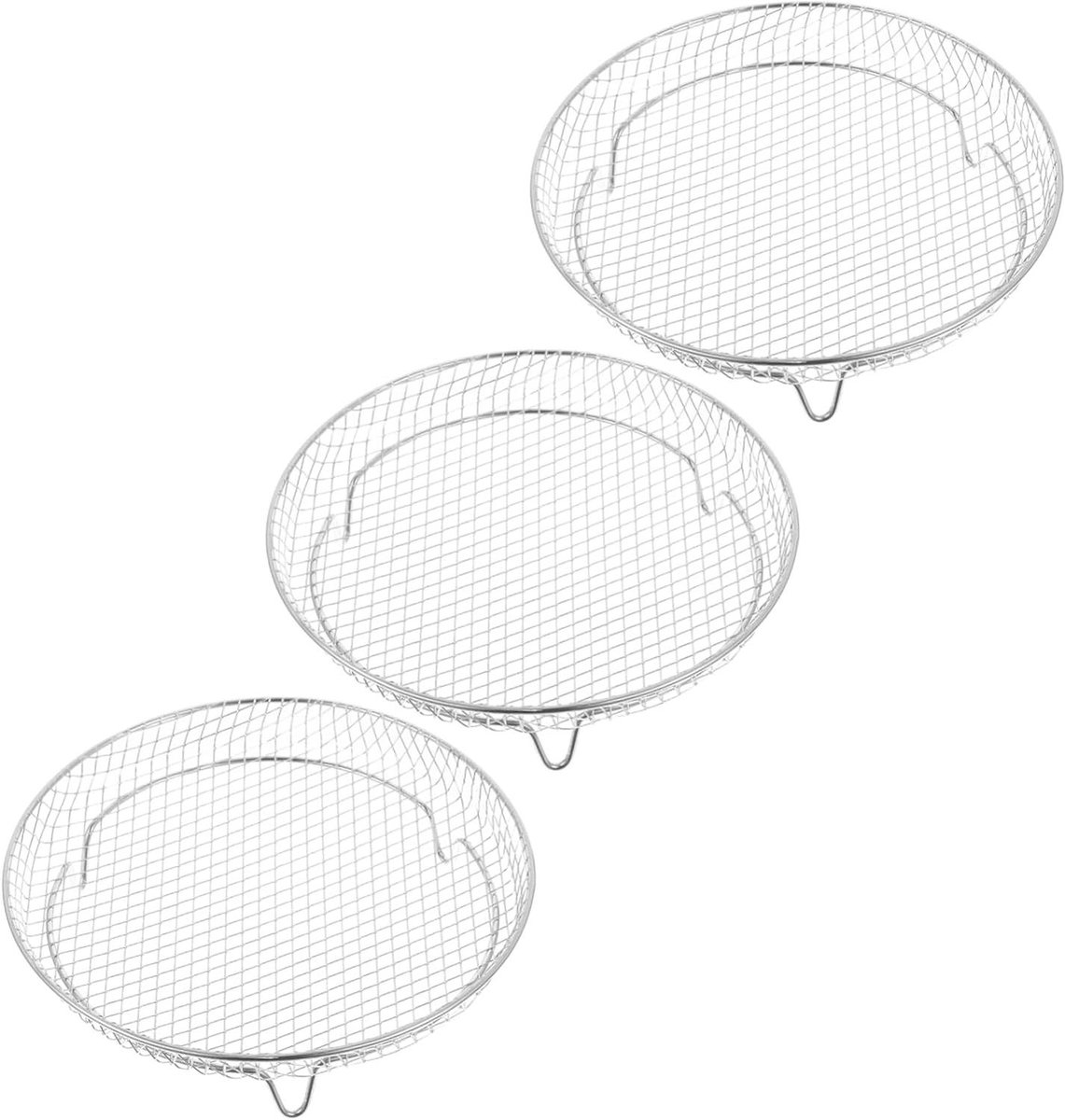 Airfryer Rek Set - Grillrek Airfryer - Koken en Bakken - Stapelbaar Ontwerp - 20 cm - Zilver