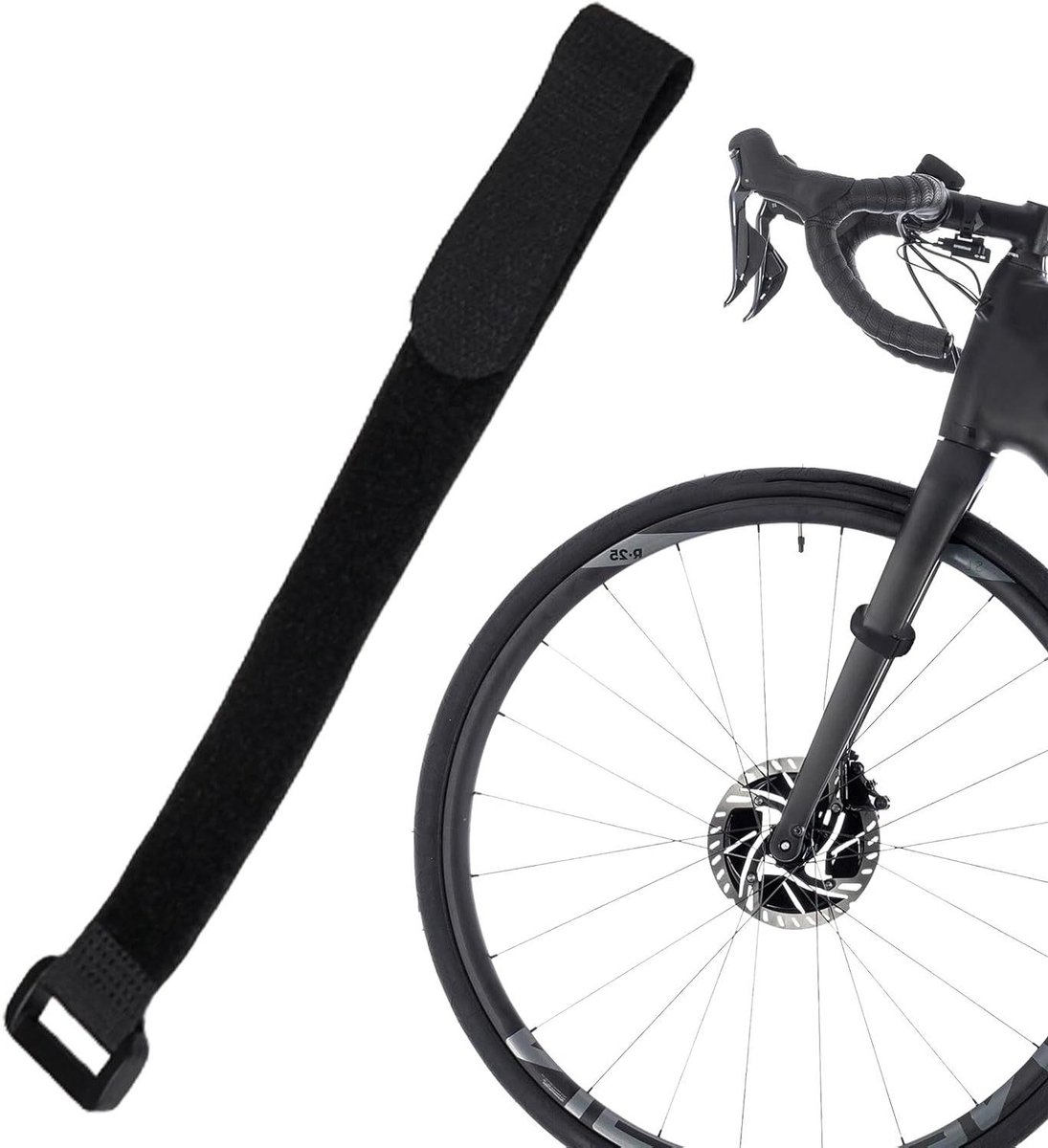 Fietsband - Bagageriem - Fietsvervoer - Verstelbaar Klittenband - 20x200mm - Zwart