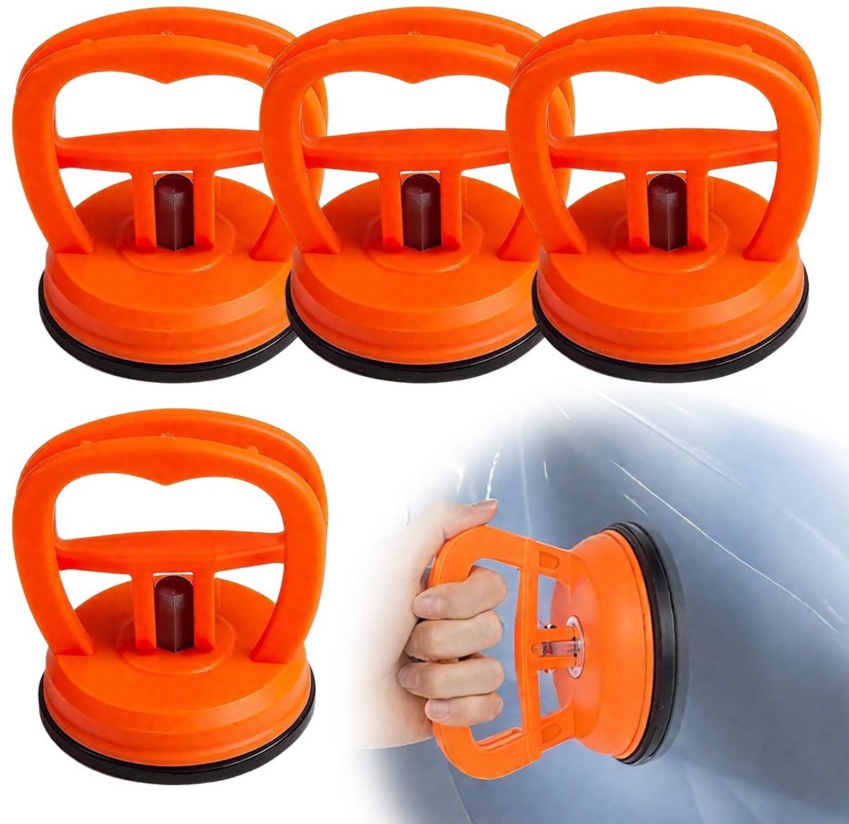Dailygoods- Zuignap 4 Stuks - Krachtige Zuignappen - Deukentrekker Auto - Tegelzuiger - Geschikt voor Glas - 55 mm x 60 mm - Duurzaam en Betrouwbaar