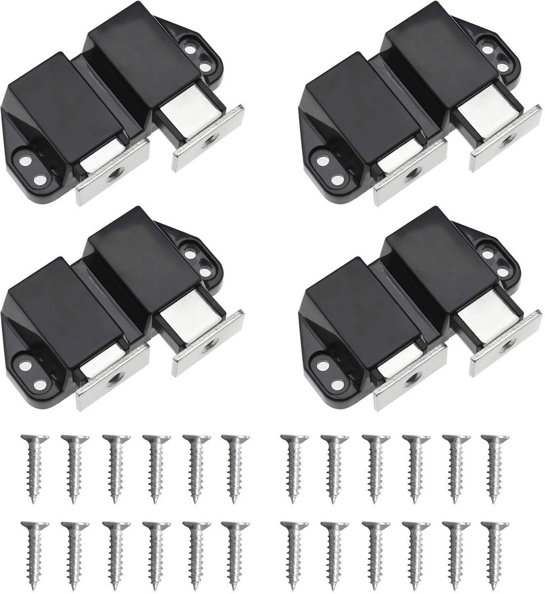 Dailygoods- Deurdemper Magnetisch - 4x Deurvangers - 8x Strike Platen - 24x Montage Schroeven - Push-to-open Ontwerp - Afmeting 68x35x16mm - Magnetische Deurstopper