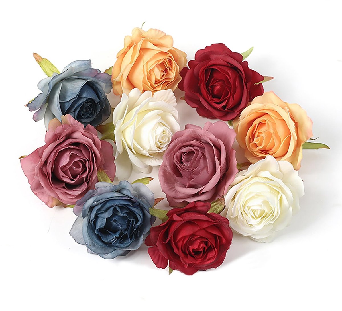 Dailygoods- Kunstbloemen Boeket 10 Stuks - Nep Rozen - Kunstbloemen voor Binnen - Kunstbloemen voor Bruiloft - Zijde Rozen - Levende Kleuren - Neprozen