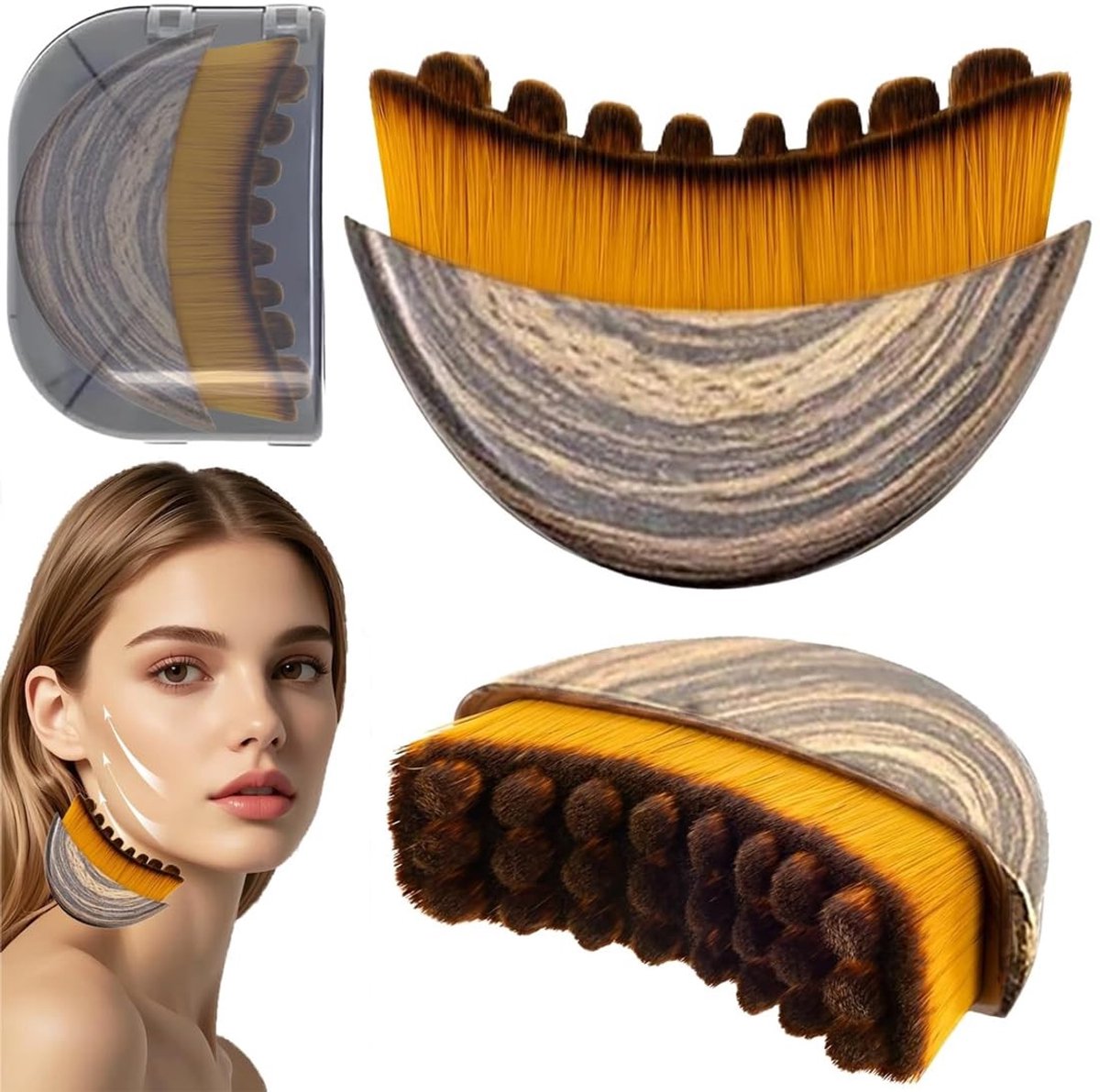 Dailygoods- Gezichtsborstel Lymfedrainage - Contourborstel - Ergonomisch - Massage - Effectieve verzorging - Voor dagelijkse routine - Gezichtsmassageborstel