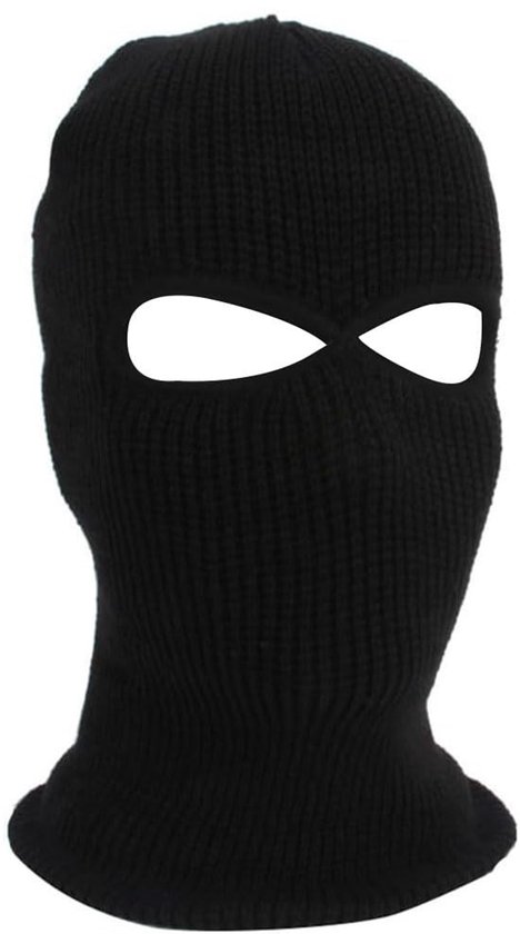 Knitted Ski Mask Winter Balaclava - 2 Holes Ski Face Cover voor Winter Outdoor Sports - Zwarte M