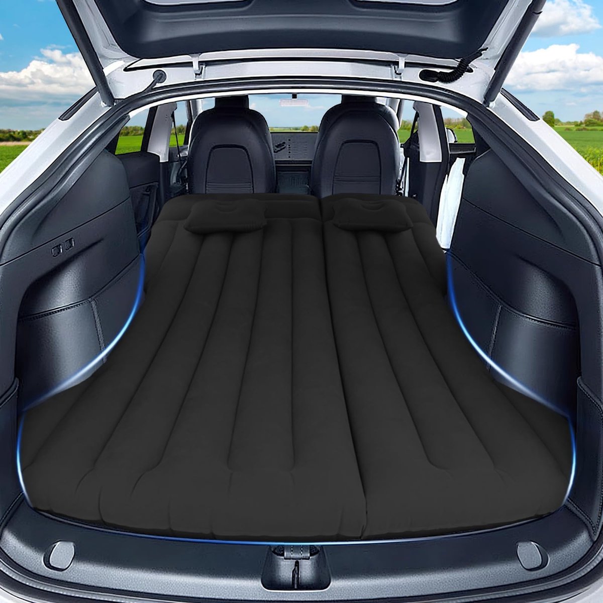 Dailygoods- Auto-luchtmatras Draagbaar - Opblaasmatras - Opvouwbaar Luchtbed - Campingmatras voor 2 Personen - Comfortabel Bed voor SUV's - Veiligheidswaarschuwing bij Gebruik