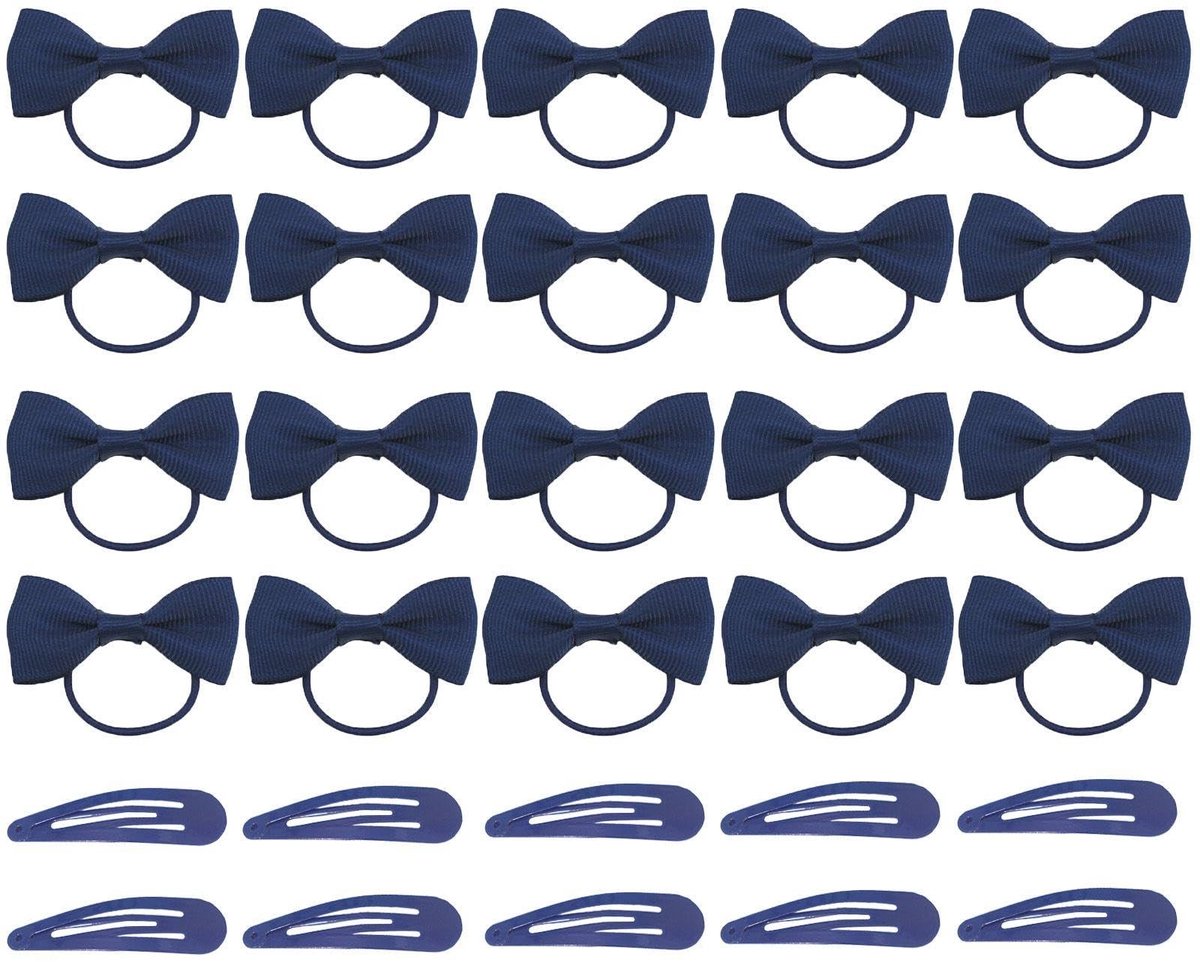 Dailygoods- Haarband 20 Stuks - Strikhaartouwen - Blauwe Haarspelden - Babyproducten - Polyester - Schattige Hoofdtooien - Haarbands