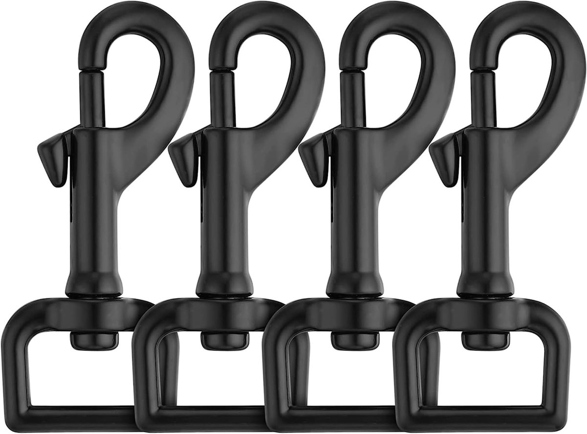 Dailygoods- Karabijnhaak met draaischarnier - Draaibare Haak - Roestvrij Staal - Zinklegering - 4 Stuks - 360° Draaibaar