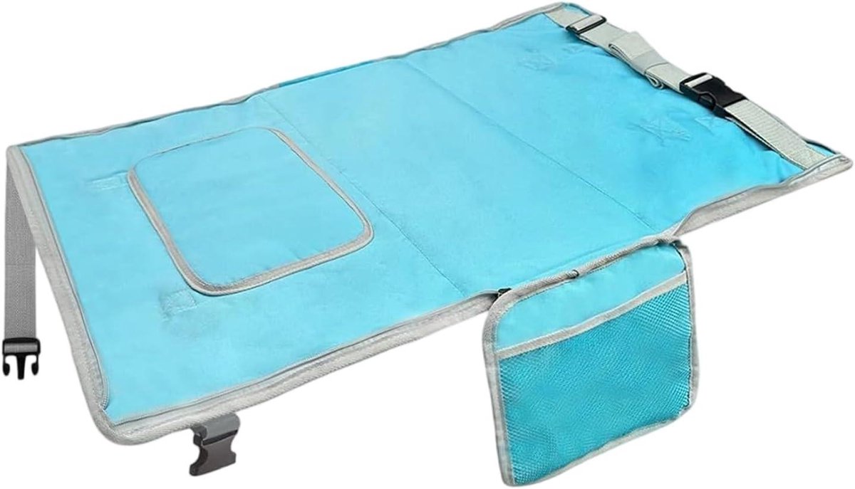 Peutervliegtuigbed - Vliegtuigstoelverlenger - Comfortabel Reizen - Antislip Mat - 30 x 26 x 5 cm - Blauw