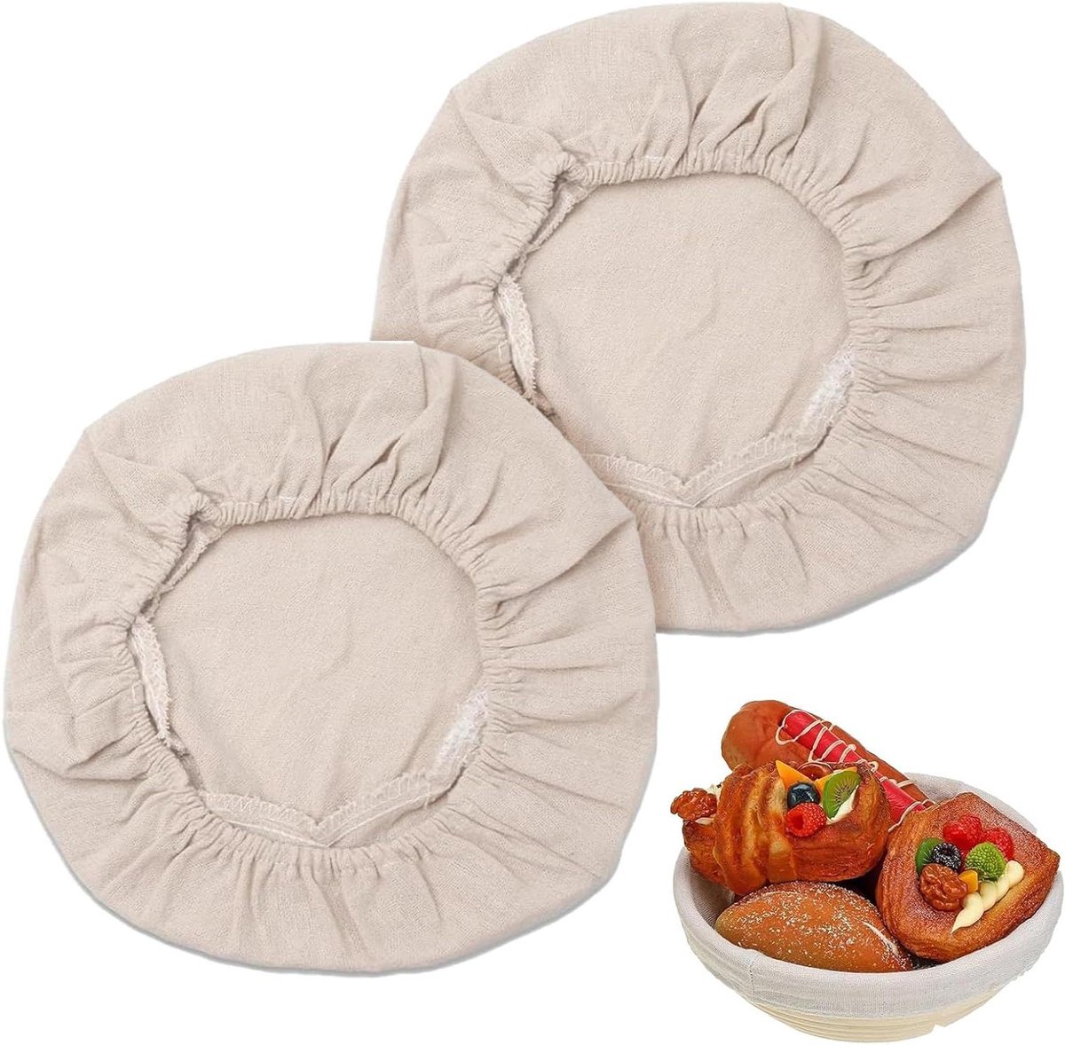 Broodbak Linnen - Deegdoek Inzet - Brood Bakken - Elastische Band - 25 cm - Natuurlijk
