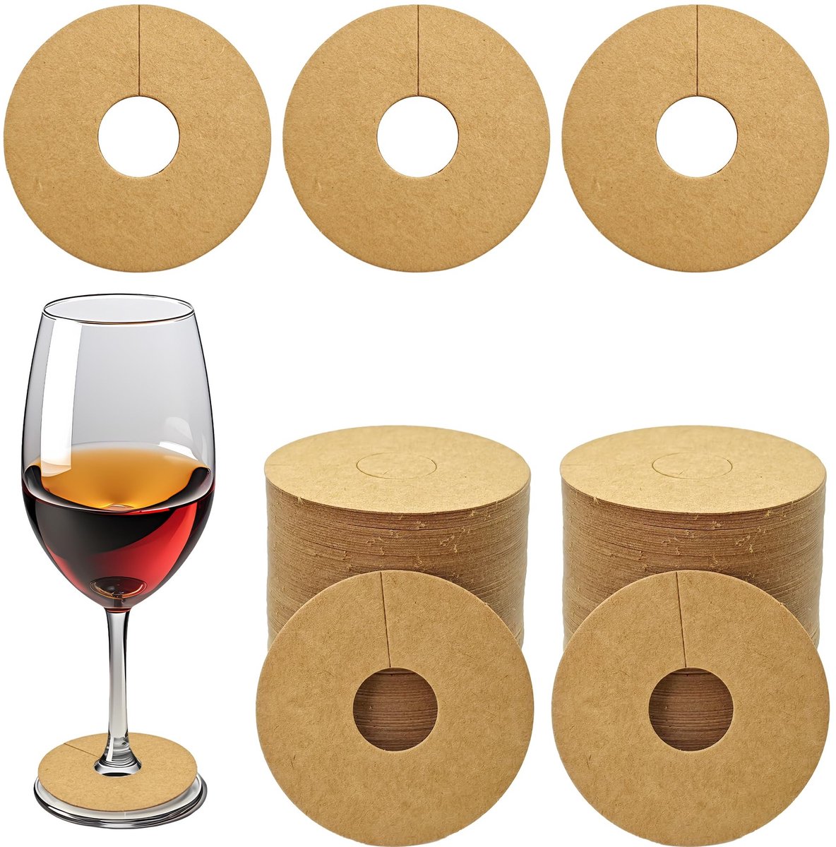Dailygoods- Wijnglasetiketten 100 stuks - Kraftpapier - Gepersonaliseerd - Voor wijnglazen - Cocktailglazen - Geschikt voor feesten - Etiketten