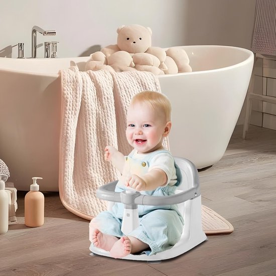 Baby Badstoel - Draagbaar Zitje - Veilig Baden - 360 Graden Rotatie - 40 cm Lengte - Grijs — afbeelding 2