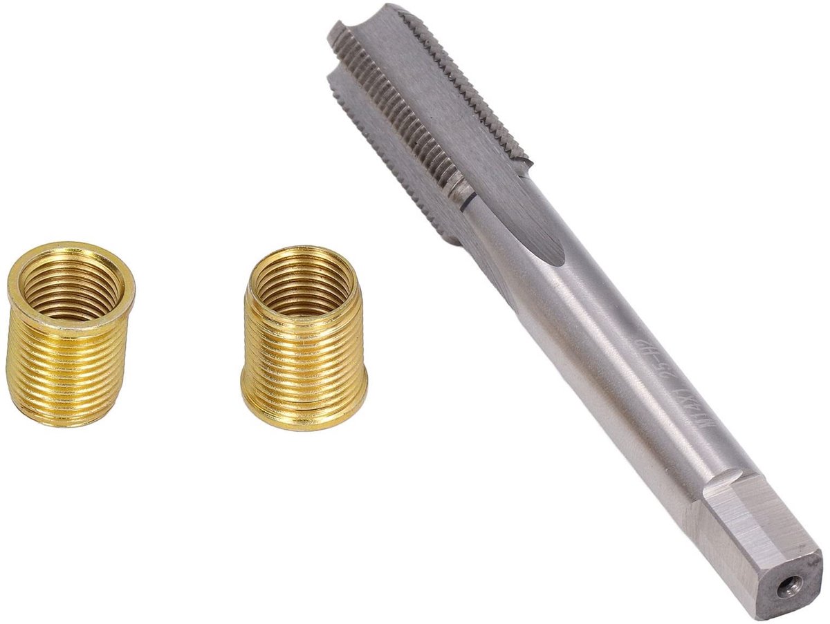Dailygoods - Dailygoody - Schroefdraadinzetstukken M12 x 1,25 - Professioneel schroefdraad-reparatiegereedschap - Geschikt voor bougies - Inclusief M14 x 1,25 schr