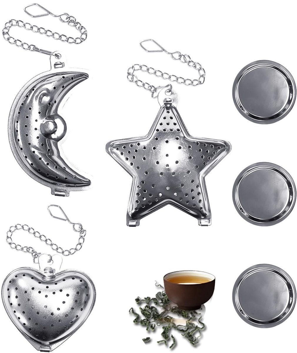 Dailygoods - Set van 3 Roestvrijstalen Theezeefjes in Diverse Vormen