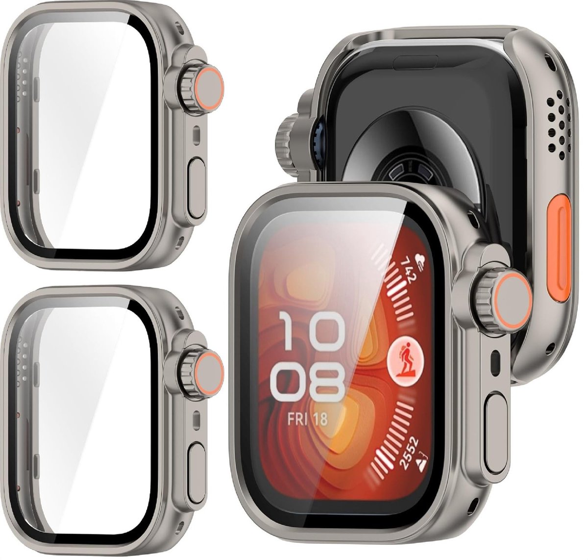 Dailygoods - Beschermhoes voor Smartwatch met Glazen Folie - 2 PACK