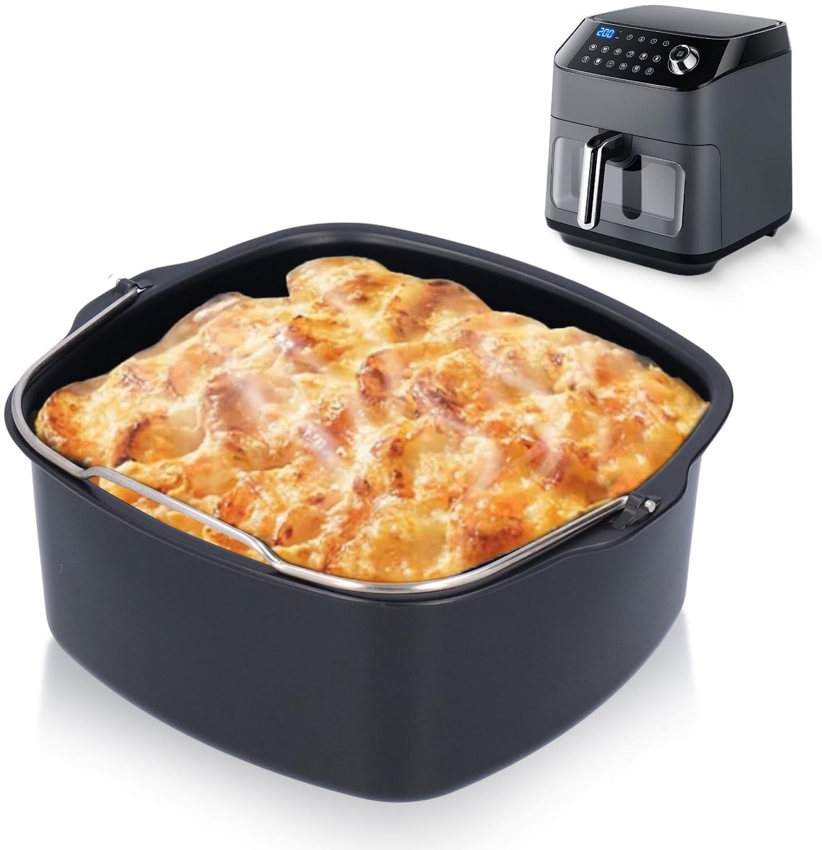 Dailygoods - Dailygoody - Air Fryer Cake Mold - Taartvorm - Vaatwasserbestendig - Zwart - Bakvorm - Perfect voor taarten en brood - Geschikt voor HD9925 HD9860 HD9...