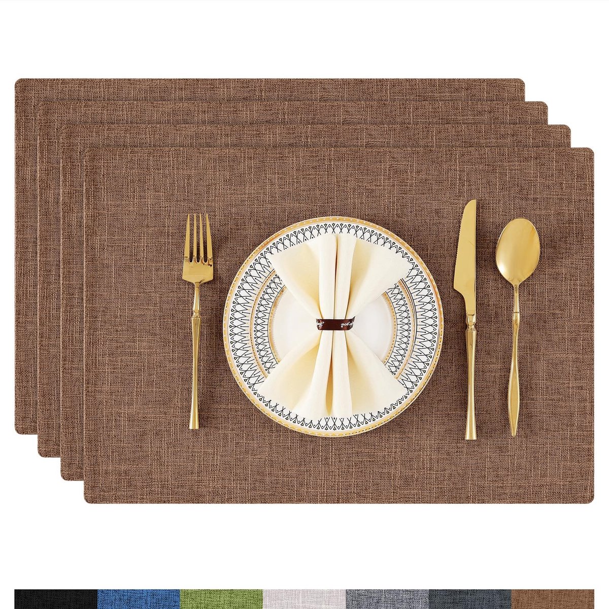 Dailygoods - Dailygoody - Placemats - Hittebestendig - Bruin - Afwasbaar - Dubbelzijdig - Geschikt voor elke tafel - 4-delige set