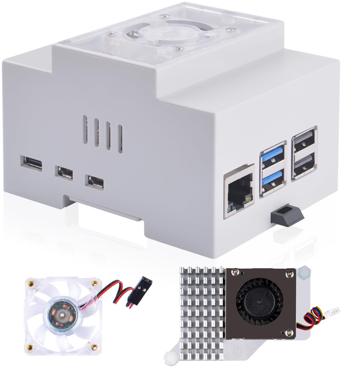 Dailygoods - Dailygoody - Raspberry Pi 5 Behuizing - Rail - Actieve Koeling - ABS - Modulaire Box - Ideaal voor Elektrische Panelen - Geschikt voor Raspberry Pi 5