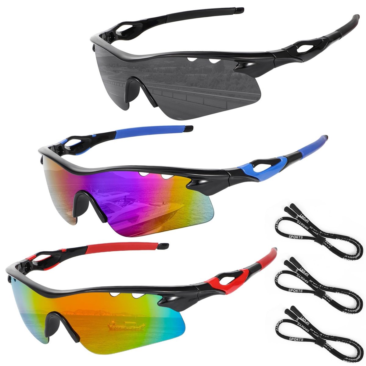 Dailygoods - Set van 3 Sportbrillen voor Fietsers