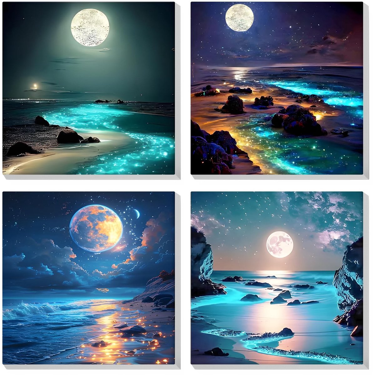 Dailygoods - 4-Pack Verf op Nummer met Maan en Meer voor Creatieve Uren
