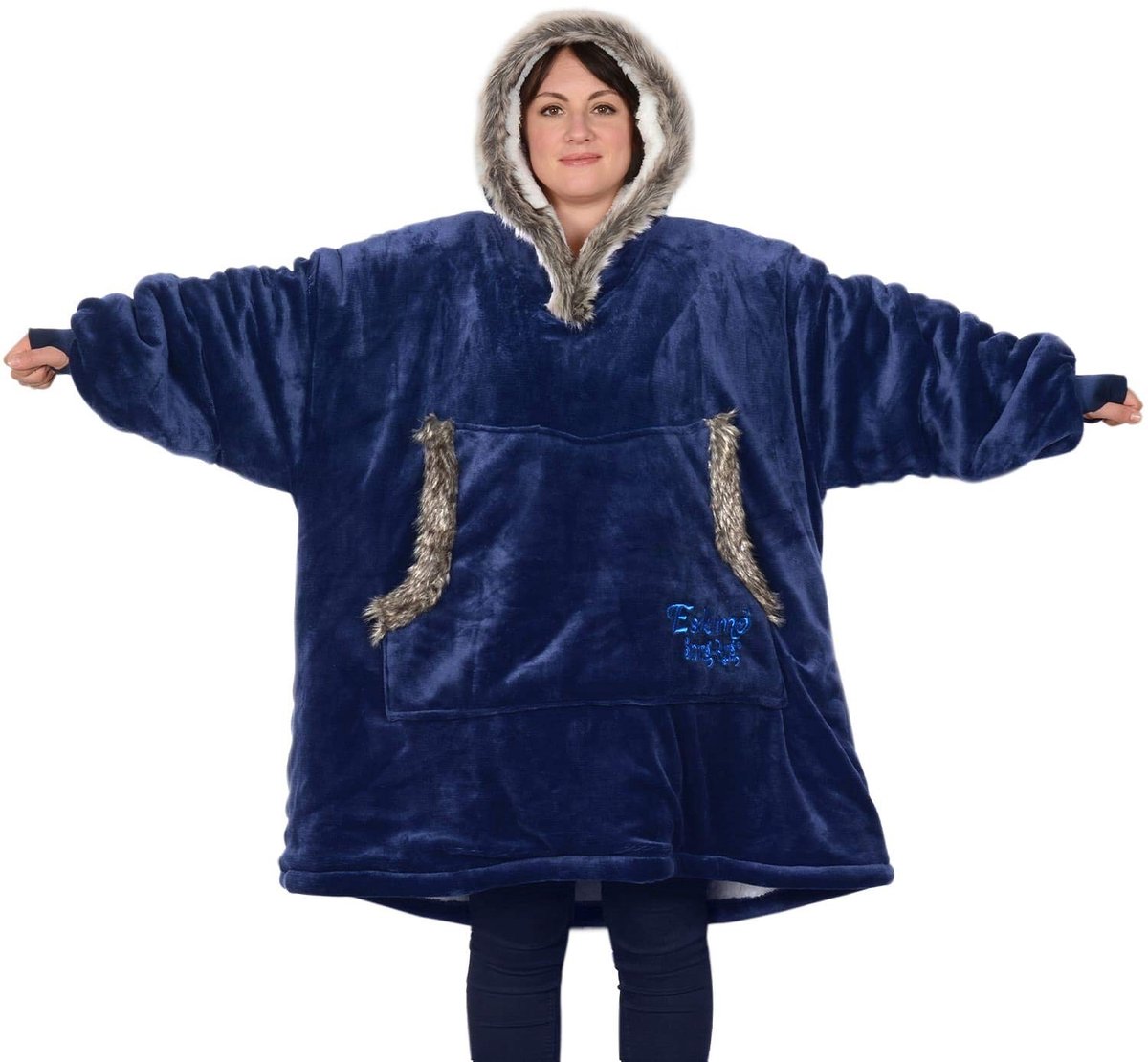 Dailygoods - Dailygoody - The Eskimo Deken Hoodie - Oversized Warmte - Super Zacht Sherpa Fleece - Deken Hoody voor Volwassenen - Ideaal voor Binnen en Bu...