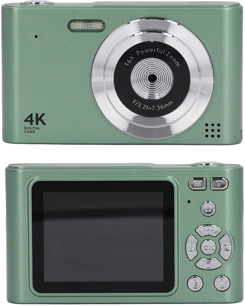 Cosensi - Dailygoody - 48MP digitale camera - compacte vlogcamera - 2,5K HD video - groene camera - 16x zoom - ideaal voor reizen - perfect voor thuisgebruik