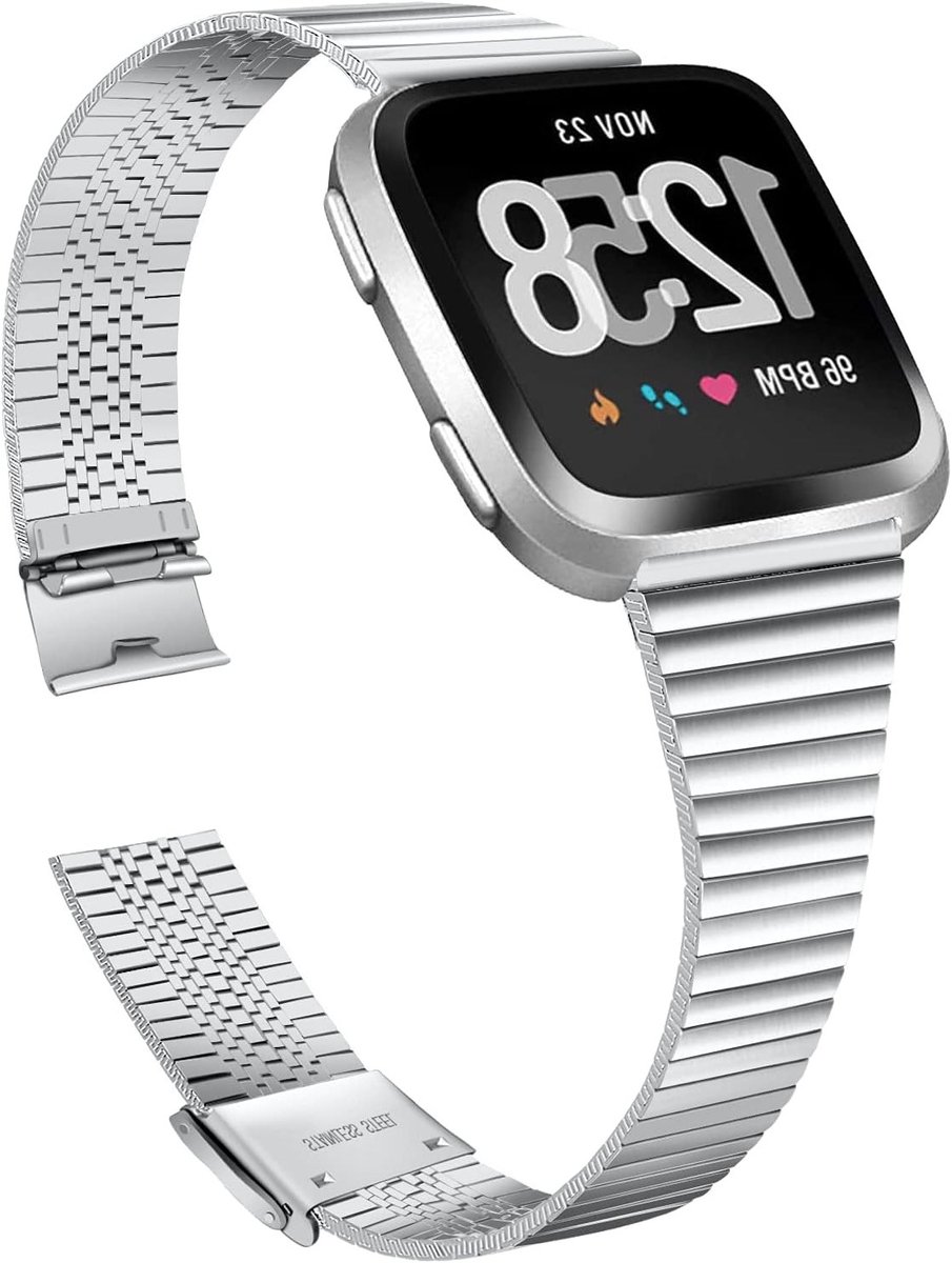 Stijlvolle en verstelbare metalen sportarmband voor Fitbit Versa 2/Versa/Versa Lite, geschikt voor dames en heren, perfect voor dagelijks gebruik en fitnessactiviteiten