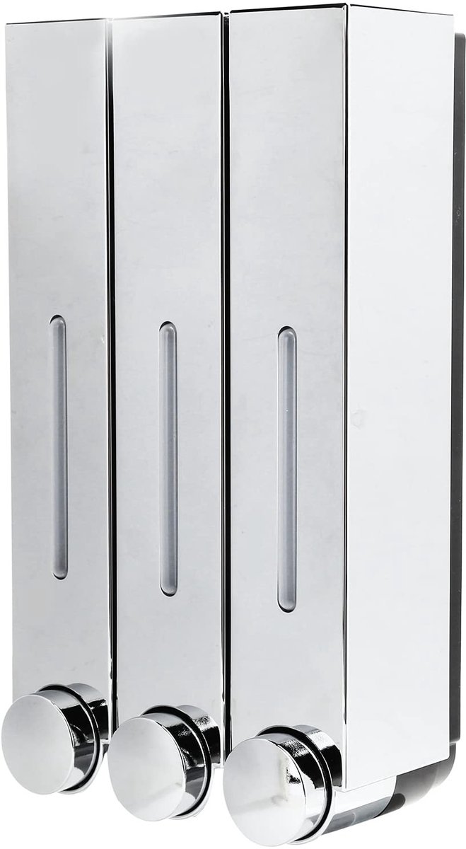 Cosensi - Dailygoods - Wandgemonteerde Zeepdispenser met 3 Vakken voor Douchegel en Lotion