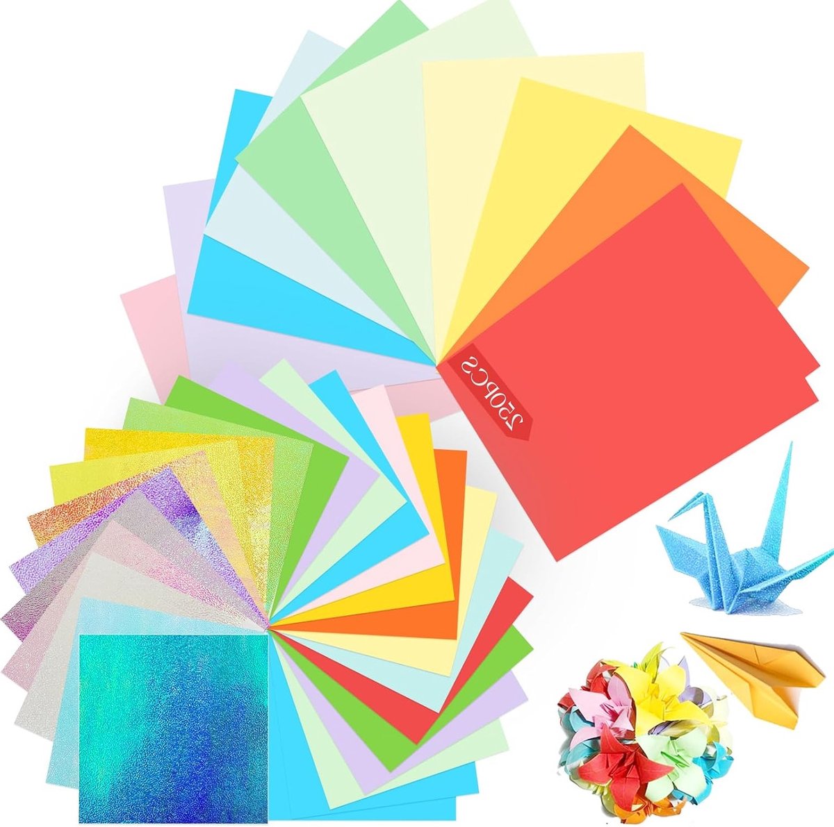 Origami papier voor creatief knutselen - 250 vellen kleurrijk en veelzijdig papier