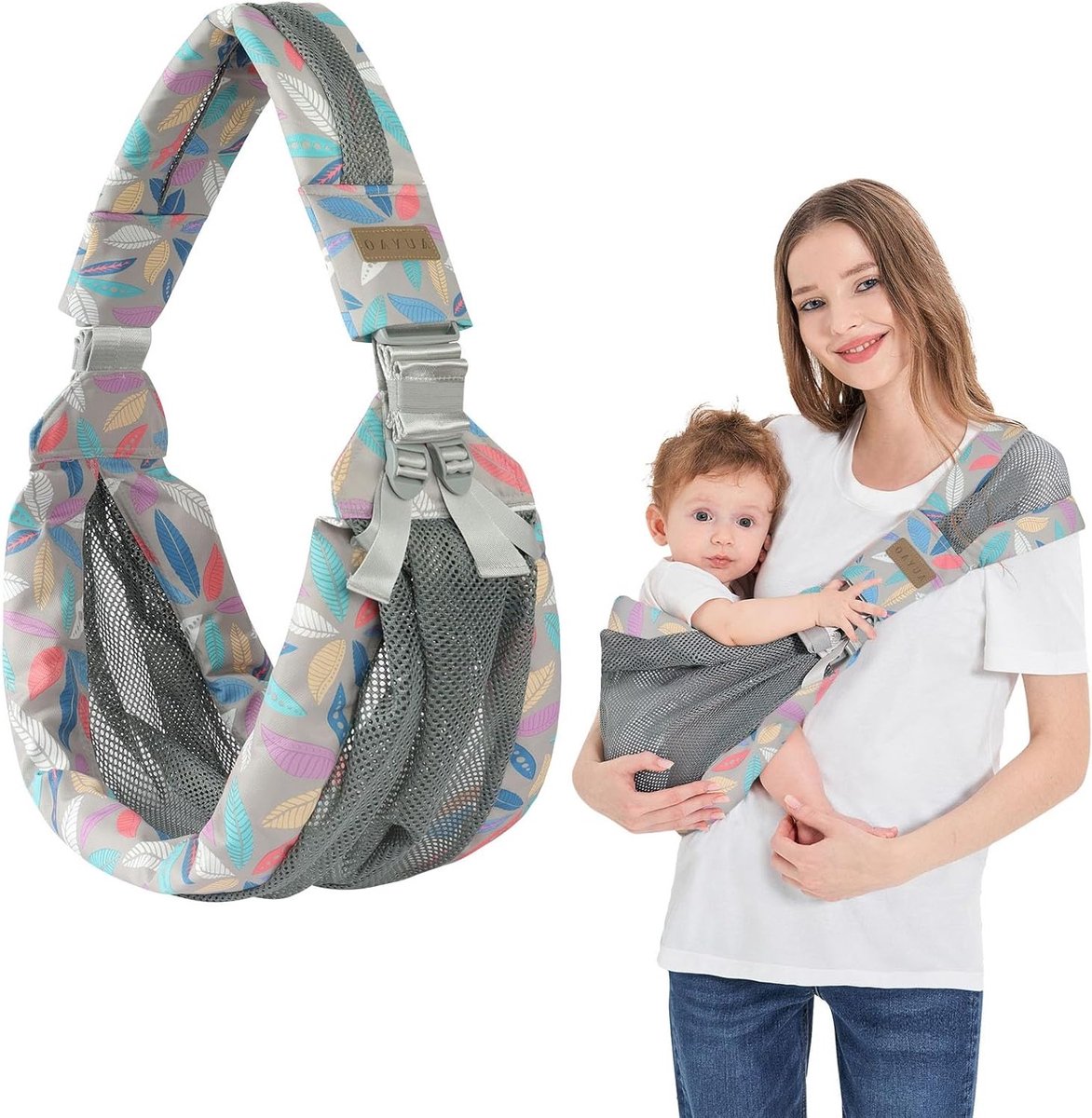 Draagbare Baby Sling met Ademend 3D Mesh voor Pasgeborenen tot 36 Maanden - Verstelbare Schouderband en Comfortabele Heupdrager