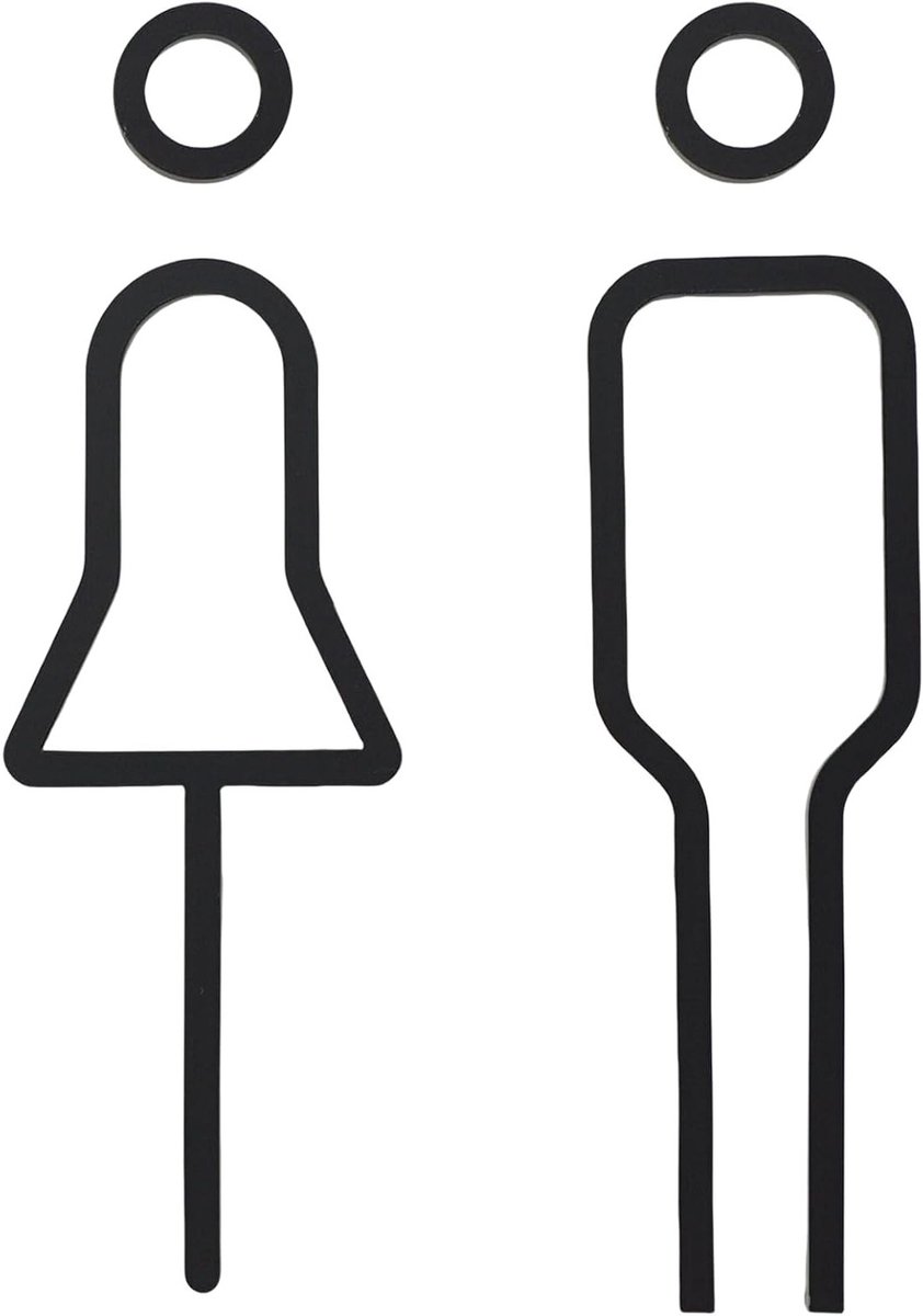 Toiletbordje - Minimalistisch toiletbordje - Toiletdeurbordje - Eenvoudig te installeren - Zelfklevend toiletbordje - Unisex - Geschikt voor binnen en buiten - Geschikt voor elk toilet - Zwart.