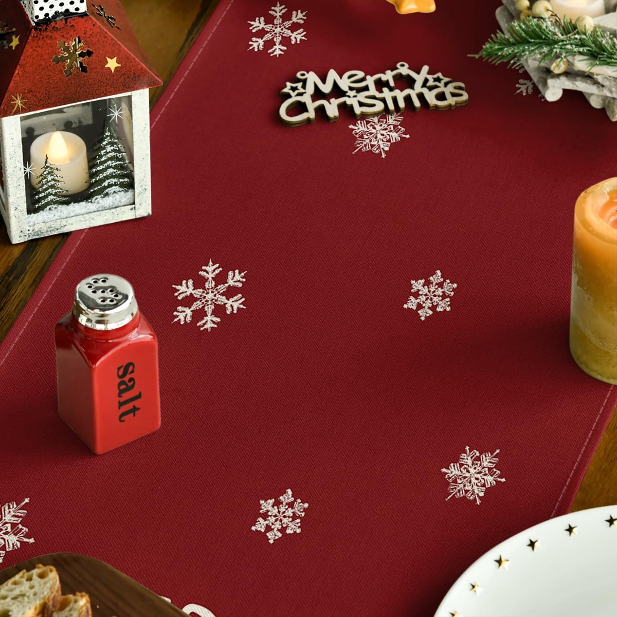 Dailygoods - Rode Bomen Sterren Kersttafelloper voor Feestdagen