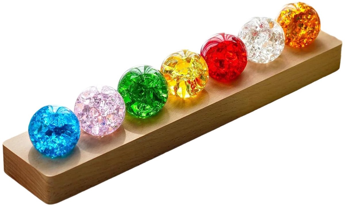 Dailygoods - 7-Delige Kristallen Bollenset met Houten Standaard
