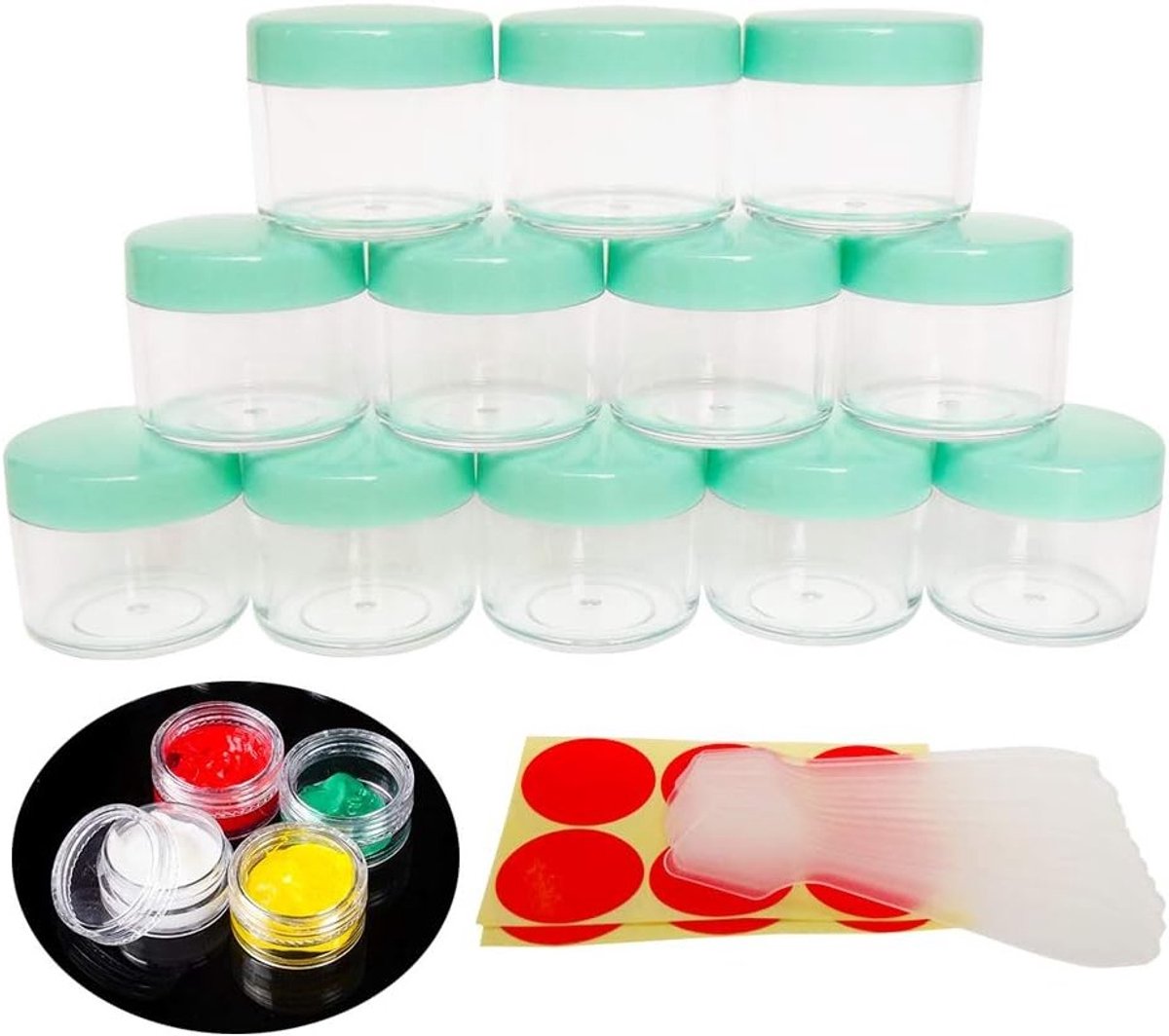 Set van 12 lege 20ml plastic potjes met schroefdeksel voor cosmetica, make-up en sieradenopslag