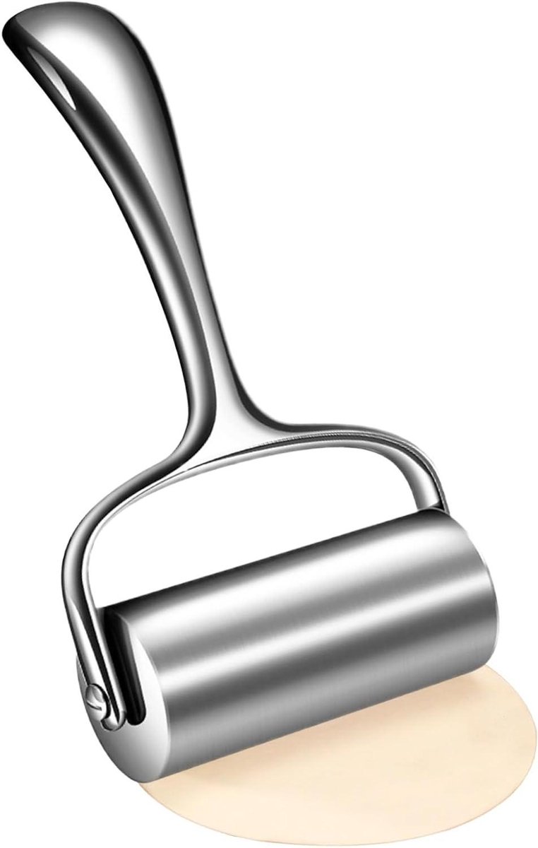 Deegroller - Bakroller - Bakken en Pastry - Ergonomisch Handvat - 21 cm - Zilver