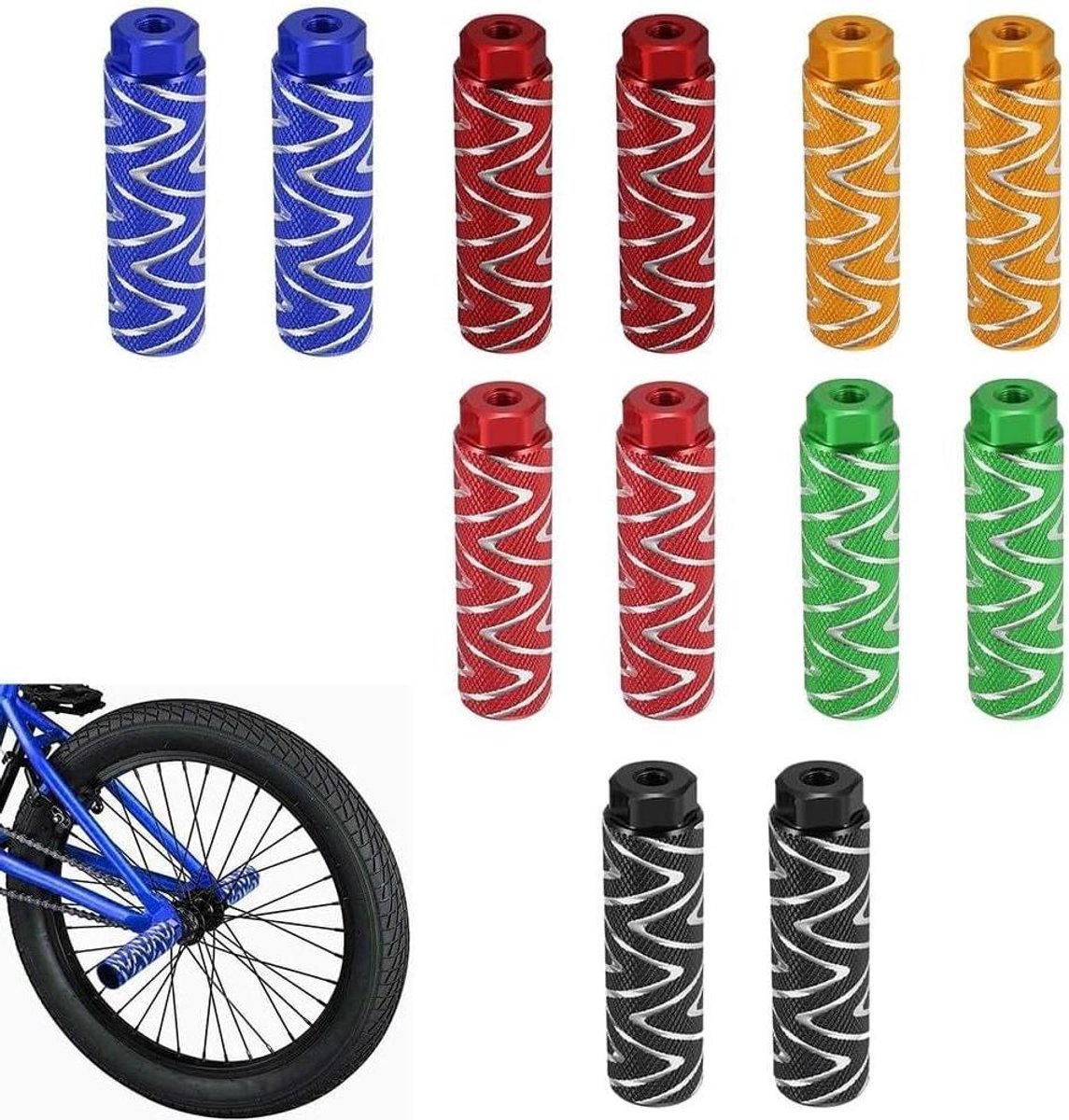 Fiets Voetsteunen - Extra Steps - Fiets Stabiliteit - Gekartelde Anti-slip - 100x28 mm - Groen