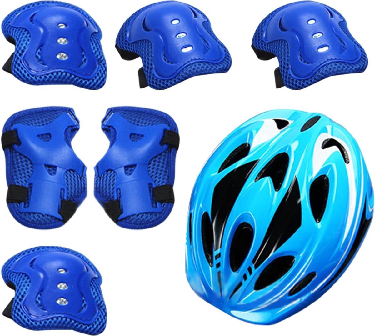 Kinder Beschermingsset - Helm en Pads - Actief Spelen - 7-delige Uitrusting - 3-12 Jaar - Blauw